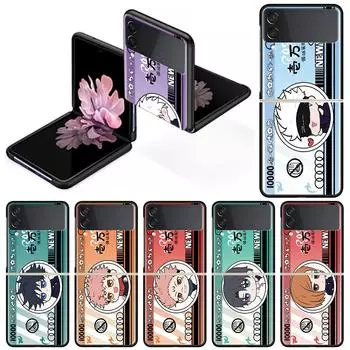 Роскошный чехол для Samsung Galaxy Z Flip 4 3 5G, черный ПК, жесткие чехлы для телефонов, модная задняя крышка ZFlip Funda Jujutsu Kaisen Card Shell Samsung Z Flip 5G
