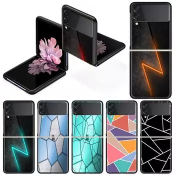 Роскошный чехол для Samsung Galaxy Z Flip 4 3 5G черный ПК жесткие чехлы для телефонов модная задняя крышка ZFlip Funda геометрический градиент Shell Samsung Z Flip 5G