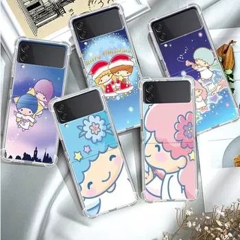 Роскошный чехол для Samsung Galaxy Z Flip 3 4 5G Funda Z Flip3 Clear PC Hard Противоударный чехол для телефона Shell LittleTwinStars Cute Samsung Z Flip 5G