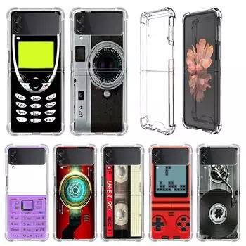 Роскошный чехол для Samsung Galaxy Z Flip 3 4 5G Funda Z Flip3 прозрачный ПК жесткий противоударный чехол для задней панели телефона винтажная кассета для камеры Samsung Z Flip 3 5G