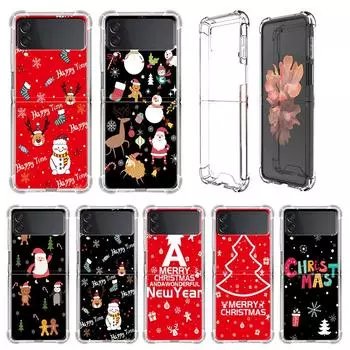 Роскошный чехол для Samsung Galaxy Z Flip 3 4 5G Funda Z Flip3 прозрачный ПК жесткий противоударный чехол для телефона Снеговик Рождественский мультфильм Samsung Z Flip 3 5G