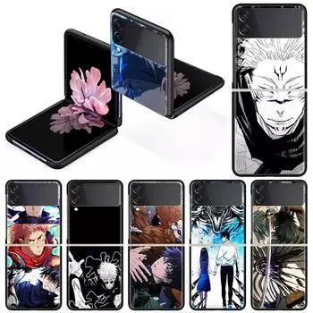 Роскошный чехол для Samsung Galaxy Z Flip 4 3 5G, черные жесткие чехлы для телефонов из ПК, модная задняя крышка ZFlip Funda Jujutsu Kaisen Shell Capa Samsung Z Flip 5G