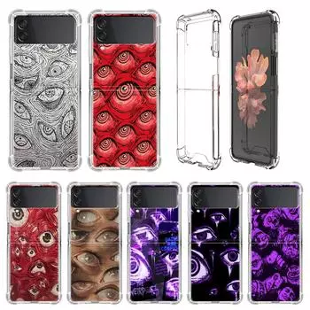 Роскошный чехол для Samsung Galaxy Z Flip 3 4 5G Funda Z Flip3 прозрачный ПК жесткий противоударный чехол для телефона страшное лицо глаза смайлик Samsung Z Flip 3 5G
