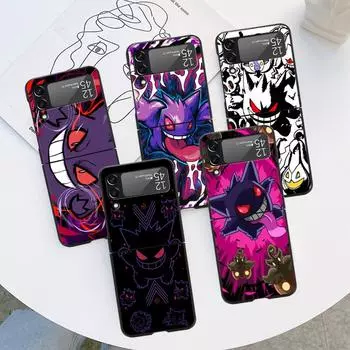 Роскошный чехол для Samsung Galaxy Z Flip 4 3 5G черный ПК жесткие чехлы для телефонов модная задняя крышка ZFlip Funda Pokemon Gengar Cool Shell Samsung Z Flip 5G
