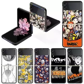 Роскошный чехол для Samsung Galaxy Z Flip 4 3 5G, черный, ПК, жесткие чехлы для телефонов, модная задняя крышка ZFlip Funda Haikyu!! Аниме Shell Capa Samsung Z Flip 5G
