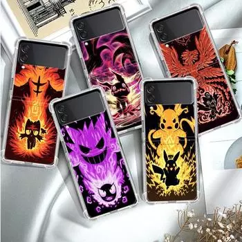 Роскошный чехол для Samsung Galaxy Z Flip 3 4 5G Funda Z Flip3 Clear PC Hard Противоударный чехол для телефона Shell Pokemon Pikachu Cool Samsung Z Flip 5G