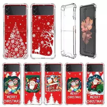Роскошный чехол для Samsung Galaxy Z Flip 3 4 5G Funda Z Flip3 прозрачный ПК жесткий противоударный чехол для телефона Рождественский мультяшный снеговик Samsung Z Flip 3 5G