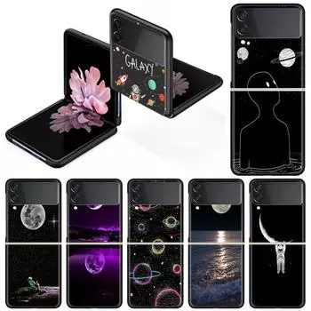 Роскошный чехол для Samsung Galaxy Z Flip 4 3 5G черный ПК жесткие чехлы для телефонов модная задняя крышка ZFlip Funda Space Star Galaxy Shell Samsung Z Flip 5G