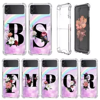 Роскошный чехол для Samsung Galaxy Z Flip 3 4 5G Funda Z Flip3 прозрачный ПК жесткий противоударный чехол для телефона с розовыми буквами MSR Samsung Z Flip 3 5G