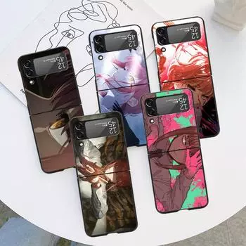 Роскошный чехол для Samsung Galaxy Z Flip 4 3 5G черный ПК жесткие чехлы для телефонов модная задняя крышка ZFlip Funda Chainsaw Man аниме Makima Samsung Z Flip 5G