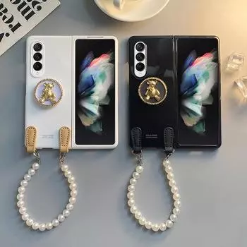 Роскошный чехол для Samsung Galaxy Z Fold 2 3 5g, чехол через плечо с медведем и подставкой, защитный чехол для экрана Samsung Z Fold 3 2 W21 W2020, чехол For Galaxy Z Fold 3