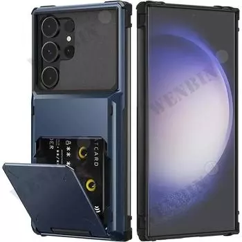 Роскошный чехол для Samsung S24 S23 Ultra Plus S10 S9 Plus Чехол с картой Heavy Duty Противоударный держатель слотов Shell Armor Противоударный Samsung S23 Ultra серый