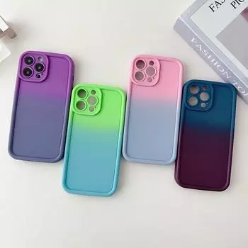 Роскошный чехол для телефона Dopamine Color Gradient для iPhone 16 15 14 13 12 11 Pro Max XR XS MAX 7 8 Plus SE Full Lens Защитный противоударный мягкий чехол iPhone 16 темно-синий