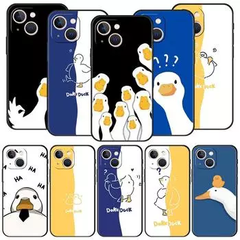 Роскошный чехол для телефона Duck Art для iPhone 15 13 14 12 11 Pro MAX XR X SE XS 7 8 Plus, мягкий силиконовый черный защитный чехол iPhone 11