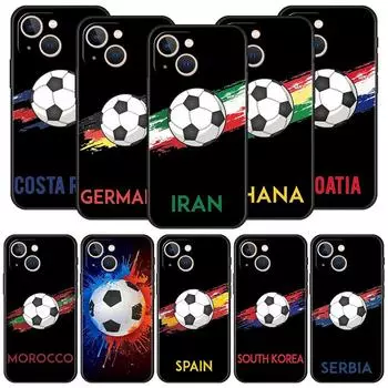 Роскошный чехол для телефона iPhone 11 12 13 15 14 Pro Max X XR XS 7 8 Plus SE 2020, мягкий чехол Funda Country Soccer Morocco Football iPhone X XS