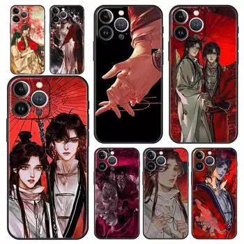 Роскошный чехол для телефона iPhone 15 14 11 Pro Max 13 12 XS X XR SE3 7 8 Plus Black Heaven Official s Blessing Anime Cover iPhone 7 8 SE