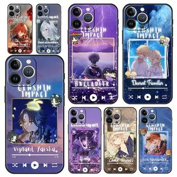 Роскошный чехол для телефона iPhone 15 14 11 Pro Max 13 12 XS X XR SE3 7 8 Plus Genshin Impact xiao Music Cover Protect Funda iPhone XS Max
