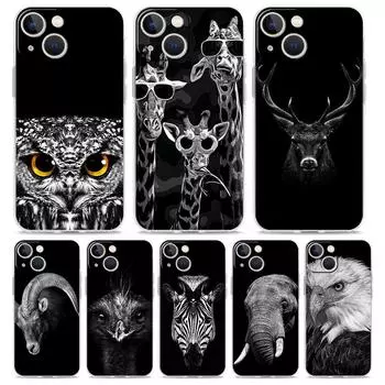 Роскошный чехол для телефона iPhone 15 14 13 12 11 Pro Max XS X XR 7 8 Plus, мягкий прозрачный чехол, модные животные, лошадь, олень, гигантская панда iPhone 14