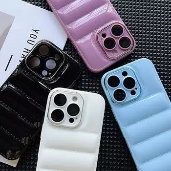 Роскошный чехол для телефона из дутого материала для iPhone 16 15 14 13 12 11 Pro Max, чехлы для телефонов из пуховой куртки для iPhone 11 XR 7 8 Plus XS Max, мягкий силиконовый противоударный чехол for iPhone 7/8 чёрный