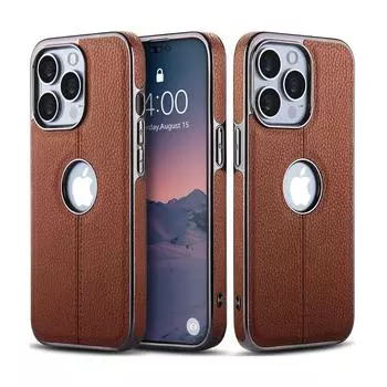 Роскошный чехол для телефона из искусственной кожи с роскошным покрытием для IPhone 15 14 Pro 14 Plus, противоударный бампер, мягкая задняя крышка с отверстием For iPhone 14 чёрный