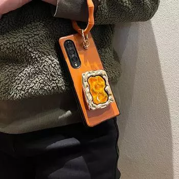 Роскошный чехол для телефона из искусственной кожи для Samsung Galaxy Z Fold 4 3 2 5g задняя крышка с портативным браслетом-кронштейном For Samsung Z Fold 2