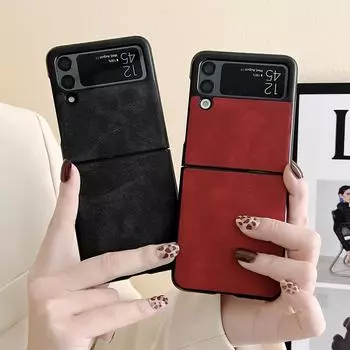 Роскошный чехол для телефона из искусственной кожи для Samsung Galaxy Z Flip 3 5g, жесткий ПК, тонкая задняя крышка для Z Flip3 For Samsung Z Flip
