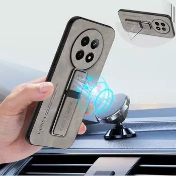 Роскошный чехол для телефона из овчины с магнитным кожаным держателем для Realme 12 PRO PLUS, матовая задняя крышка-подставка для Realme 12 Pro + 11Pro Plus 10 9i GT Neo 6 5 SE Realme 12 чёрный