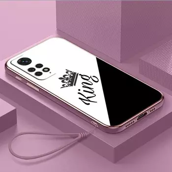 Роскошный чехол для телефона из ТПУ с ремешком для Xiaomi Redmi Note 10S 11S 12S 7 8 9 10 11 12 Pro 9T 9A 10C 12C 13C чехлы A17 Пара Queen King Cover Redmi Note 4