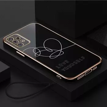 Роскошный чехол для телефона из ТПУ с ремешком для Samsung Galaxy A04 05s A13 A14 A24 A54 A34 Note20 S23 Ultra, чехлы A11 Love Yourself Flower Cover Samsung Galaxy A01