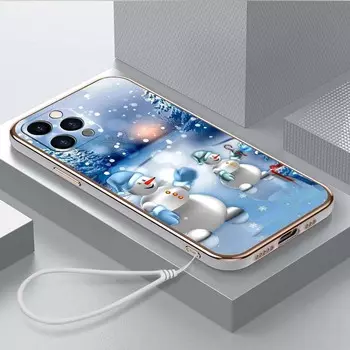 Роскошный чехол для телефона из ТПУ с ремешком для iPhone 6 6s 7 8 Plus SE XR XS 11 12 13 14 15 Pro Max, мягкие чехлы A4, рождественский художественный чехол for iPhone 6