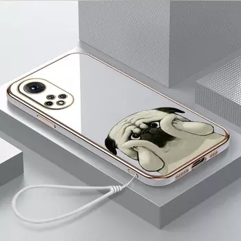 Роскошный чехол для телефона из ТПУ с ремешком для Huawei Y6P Y7 Y9 Prime 2019 Y9S Honor 70 90 Lite X7A X9A 5G, чехлы A24 с милым животным, чехол для мопса Honor X7A 5G