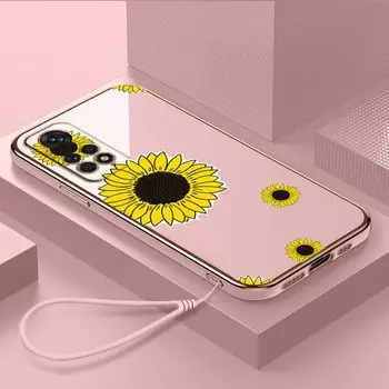 Роскошный чехол для телефона из ТПУ с ремешком для Xiaomi Poco F4 F5 M4 M5 X3 X4 X5 13T Redmi Note 10S 11S 10C 13C A36 Sunflower Little Daisy, черный дизайн Xiaomi Poco F1