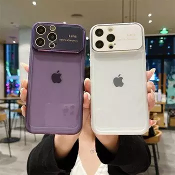 Роскошный чехол для телефона из ТПУ с большим окном и линзами для iPhone 14 13 12 11 Pro Max, универсальный защитный чехол от падения iPhone 14 Pro Max чёрный