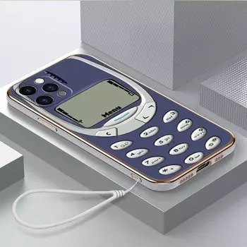 Роскошный чехол для телефона из ТПУ с ремешком для iPhone 6 6s 7 8 Plus SE XR XS 11 12 13 14 15 Pro Max Мягкие чехлы A46 Забавный чехол с ретро-кнопками for iPhone 6