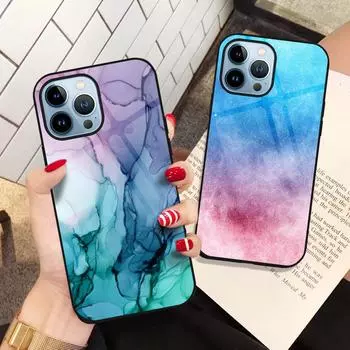 Роскошный чехол для телефона из закаленного стекла для Iphone 14 13 11 12 Pro Max Mini Xs Xr X 7 8 6s Plus Se 2022, чехол с мраморным рисунком, модные чехлы For iphone 11