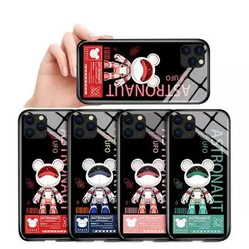 Роскошный чехол для телефона из закаленного стекла с медведем для iPhone Samsung Galaxy Infinix, ТПУ с мягким краем, модные противоударные чехлы iPhone 11 Pro Max