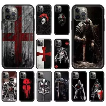 Роскошный чехол для телефона Knights Templar для iPhone 13 14 12 11 Pro MAX XR X SE XS 7 8 Plus, мягкий силиконовый черный матовый чехол Fundas iPhone 14