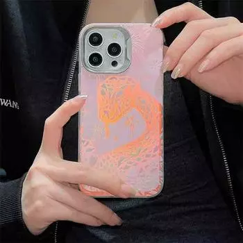 Роскошный чехол для телефона Laser Snake для iPhone 16 15 14 13 Pro Max, противоударный чехол для iPhone 16 15 14 13 Pro iPhone 13 розовый