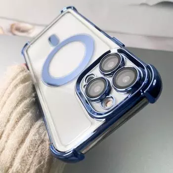 Роскошный чехол для телефона Magsafe с беспроводной зарядкой для iPhone 11 12 13 14 15 Pro Max Plus, магнитный прозрачный противоударный чехол-бампер For iPhone 14Plus
