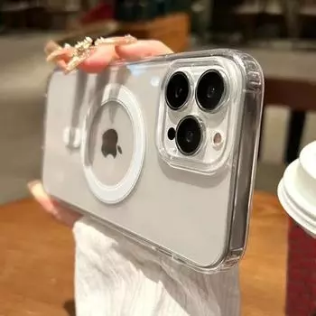 Роскошный чехол для телефона Magsafe с беспроводной зарядкой для iPhone 15 14 13 12 11 Pro Max Mini 14 Plus, магнитный прозрачный чехол iPhone 15 Pro Max прозрачный