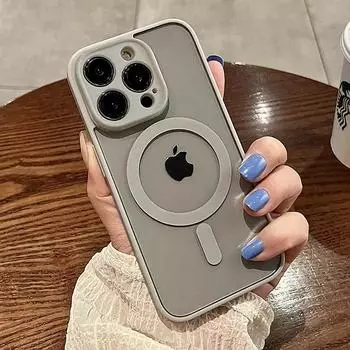 Роскошный чехол для телефона Magsafe с беспроводной зарядкой для iPhone 11 12 13 14 15 Pro Max Plus, прозрачные чехлы с магнитным бампером For iPhone 15
