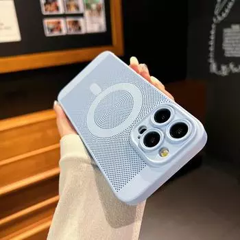 Роскошный чехол для телефона Magsafe с беспроводной зарядкой для iPhone 15 14 13 12 11 Pro Max Plus, охлаждающая сетка, магнитный чехол с рассеиванием тепла For iPhone 11Pro
