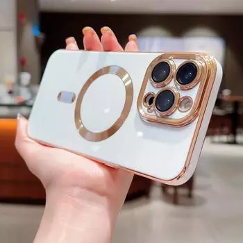 Роскошный чехол для телефона Magsafe с беспроводной зарядкой для iPhone 14 13 12 11 Pro Max, магнитный бампер, гальванические чехлы, чехол For iPhone 11Pro