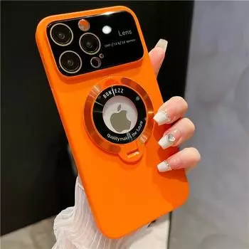 Роскошный чехол для телефона Magsafe с магнитным кольцом и кронштейном для iPhone 14 13 12 11 Pro Max PC, матовый бампер на 14 Plus, защитная крышка для объектива For iPhone 12 Pro