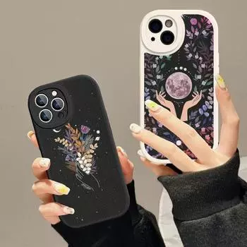 Роскошный чехол для телефона Moon Star Flower из твердой кожи для iPhone 14 13 12 Mini 11 14 Pro Max Xs X Xr 7 8 Plus Fundas 11 pro max
