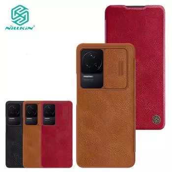 Роскошный чехол для телефона Nillkin QIN Pro из искусственной кожи Xiaomi Redmi K50 Pro, чехол-раскладушка, слайдер для камеры, универсальная противоударная задняя крышка с поворотом на 360° Redmi K50 Pro чёрный