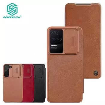 Роскошный чехол для телефона Nillkin QIN Pro из искусственной кожи Xiaomi Poco F4 5G Redmi K40s, флип-чехол, слайдер для камеры, универсальная противоударная задняя крышка на 360° Xiaomi Redmi K40s красный