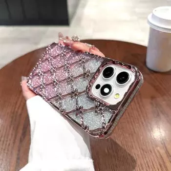 Роскошный чехол для телефона с 3D покрытием и цветами, блестящий порошок для iPhone 11, 12, 13, 14, 15 Pro Max 12 Pro 13 Pro 14 Pro Max, мягкий чехол из ТПУ с защитой от капель iPhone 15 Pro Max чёрный