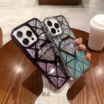 Роскошный чехол для телефона с 3D-покрытием и бриллиантами для iPhone 11, 12, 13, 14, 15 Pro Max 12 Pro 13 Pro 14 Pro Max, мягкий чехол из ТПУ с защитой от капель iPhone 15 Pro Max чёрный