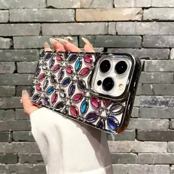 Роскошный чехол для телефона с 3D покрытием Lucky Flowers для iPhone 11 12 13 14 15 Pro Max 11 Pro Max 12 Pro Max 13 Pro 14 Pro, мягкий чехол из ТПУ iPhone 15 Pro Max чёрный